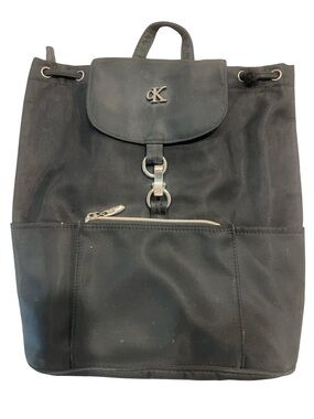 Calvin Klein Black Nylon Backpack with Front Zip